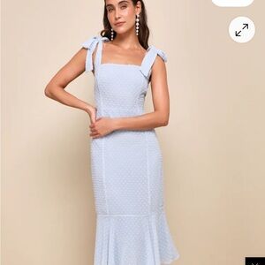 Lulu's Light Blue Bow Strap Midi Dress